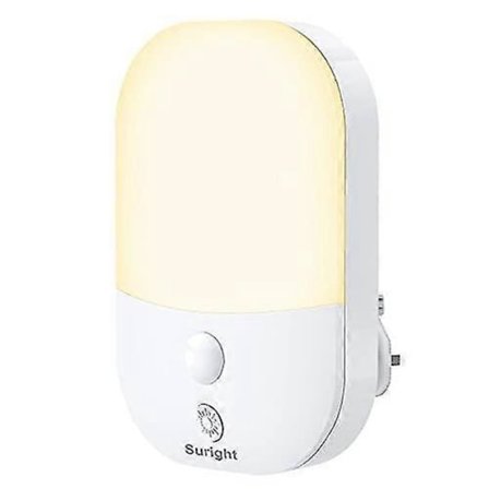 Natlampe til stikkontakt med 5 niveauer fotocellesensor - Ideel til børneværelse, trapper, gang, soveværelser, garage, varm hvid