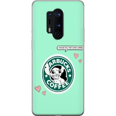 OnePlus 8 Pro Gennemsigtig cover Stitch Kaffe