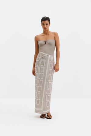 Malina - Beach silk pareo - One Size - Monogram Taupe