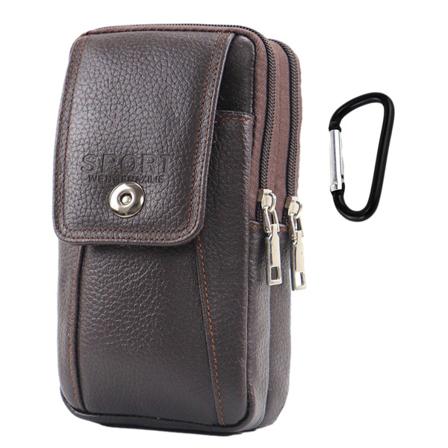 Mobiltelefonveske for menn i skinn av kuskinn, Fanny pack, belteveske med stor kapasitet, mini hengeveske, casual