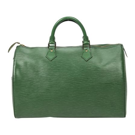 Louis Vuitton Vintage Speedy Black Stitching 35 grön, Dam Vintage Väskor, Dam, Storlek: ONE SIZE