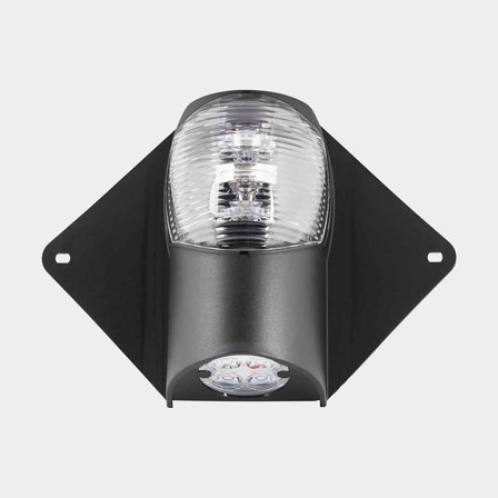 Luce di testa/del ponte per montaggio superiore Osculati, 12 – 24 V, 225°, PVC, 140 x 195 mm, bianco, per barche < 20 metri + sorgente luminosa LED