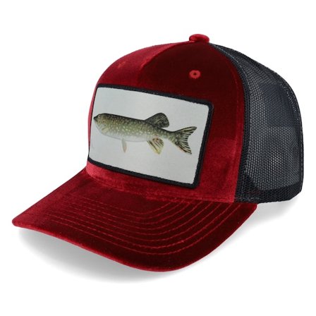 Skillfish - Red trucker Czapka Z Daszkiem - Pike Fishing Velvet Red/Black A-frame Trucker @ Hatstore