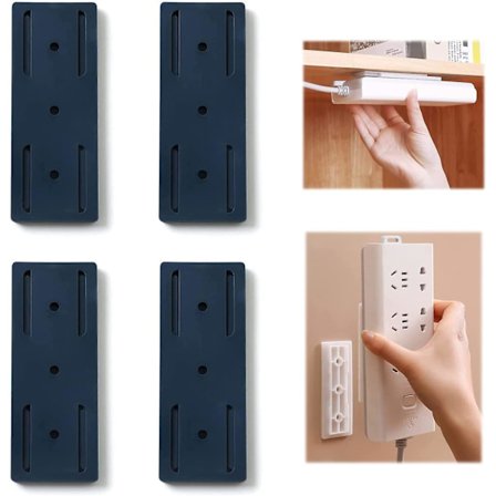 4 st självhäftande hållare för grenuttag, fäste för uttag, stativ för grenuttag, stansfri hållare för uttag