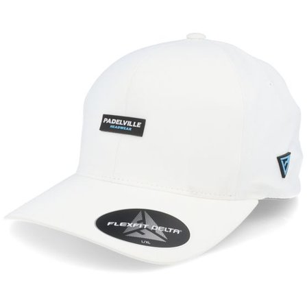 Padelville - Vit flexfit Keps - Padel Headwear Blue Rubber White Delta Flexfit @ Hatstore
