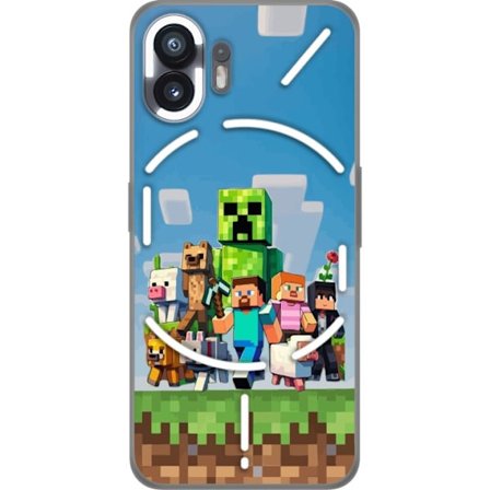 Kompatibelt Mobildeksel til Nothing Phone (2) Minecraft figurer og dyr fargerike blokkverden eventyrbilde perfekt for barn og spillere