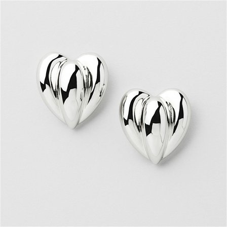 Tulip Heart Studs - VERSILBERTES MESSING