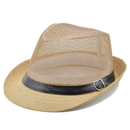 Fashion Retro Hollow Curling Gentleman Halm Hat Rullende Bælte Jazz Hat Kvinde Udendørs Strand Solskygge Hat