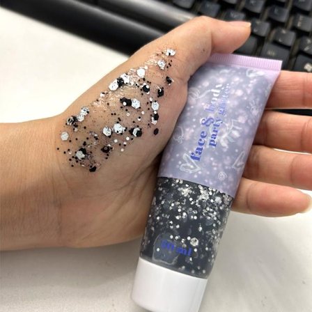 Transparent hvid ansigts- og kropsglimmer - Party glimmer festival rave kostume, egnet til kvinder og børn.