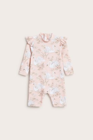 Newbie | Joutsenkuvioinen aurinkosuojapuku Pinkki 86/92 | Pinkki