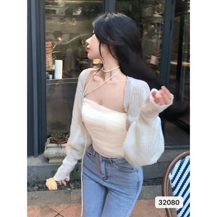 Mesh Sling Tank Top HVIT