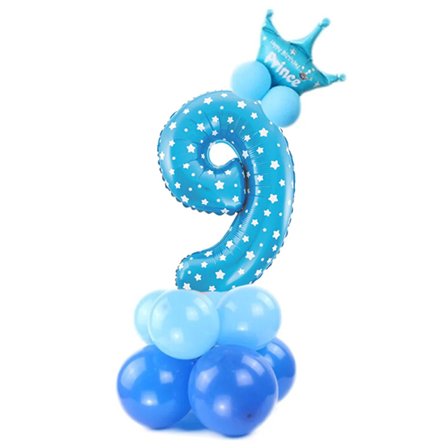 Ilmapallosetti numerosarja seisova sininen "0-9" Numero 9