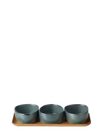 Raw 3 X Organic Northern Green Bowl On Teakwooden Board Bowl Home Tableware Bowls Serving Bowls Grøn Aida
