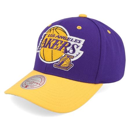 Mitchell & Ness - NBA Paars adjustable Cap - Los Angeles Lakers All In 2.0 Pro Purple/Yellow Adjustable @ Hatstore