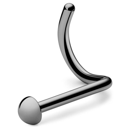 6 mm Silver-Tone Dome-Tipped Titanium Spiral Nose Screw for Men - Nose piercing jewellery