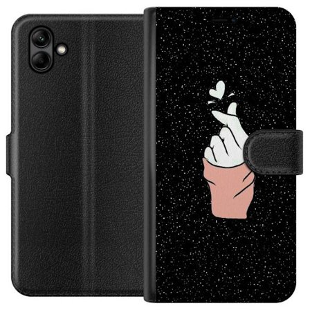 Kompatibelt Lommeboketui til Samsung Samsung Galaxy A05 Minimal Hånd Geste med Hjerter i Mørk Rom