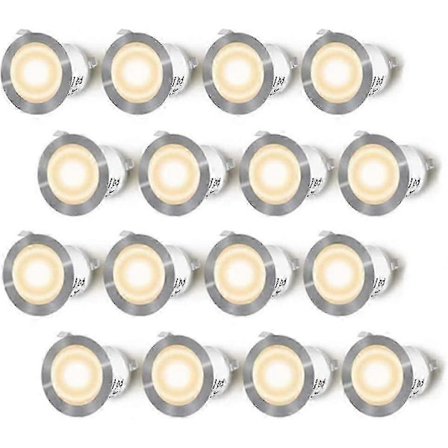 16-pack LED infällda spotlights för trädäck, vattentät IP67, utomhus infällda spotlight-kit [GPA]