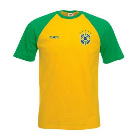 Brasilien Stil Raglan Fotboll T-shirt - Gul Grön M