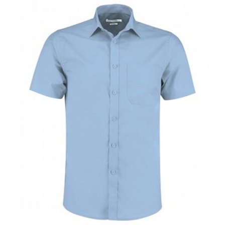 Kustom Kit Herr Kortärmad Skräddarsydd Poplin Skjorta 15 Ljusblå