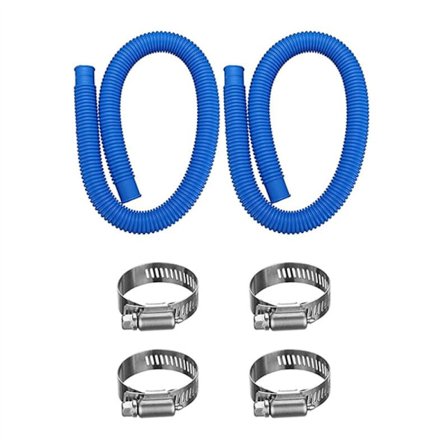 2 stk. udskiftningspumpe slanger til overjordiske pools - poolslanger til 607, 637 poolfilterpumpe med 4 slangeklemmer