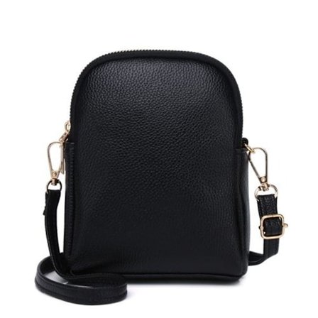 M01 Litsikuvioinen olkalaukku naisille Puhelinlaukku (Musta)