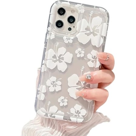 Kompatibel for iPhone 14 Pro Max Etui Søt Hibiskus Blomst Trykk Klar Estetisk Design Sommer Blomster med Kvinner Teen Gi