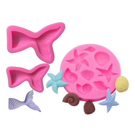 Havfrue Tema Kage Fondant Form - Silikoneform (Fww)