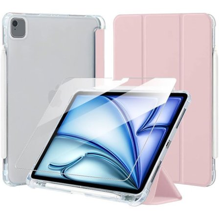 Coque + Tempered Glass - til iPad Air 11 Inches - Stødabsorberende Beskyttelse - Rosa - Kompatibel med M2/M3 - Plads til Stylus