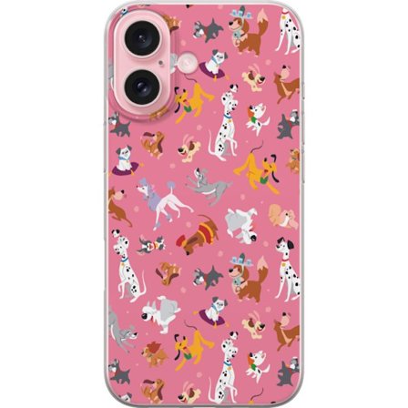 Kompatibelt Mobilskal till Apple Apple iPhone 16 Söt Hundmönster i Rosa Lekfull Cartoon Stil