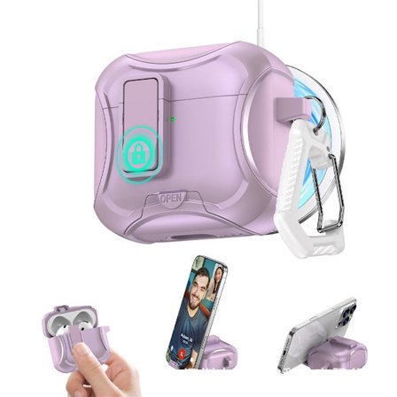 iPhone AirPods 4 [2024], Flip-top øretelefonetui, stativ øretelefonetui, lilla