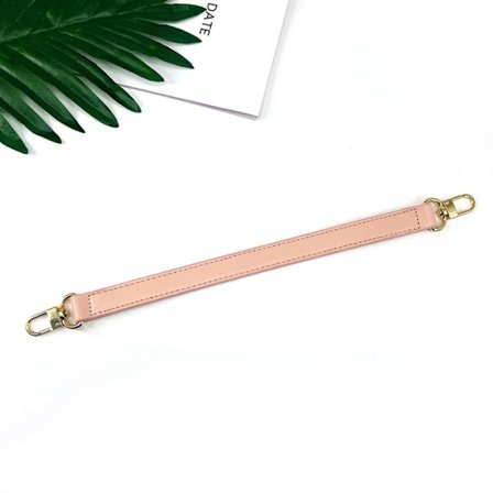 Kort veskehåndtak i skinn, rosa