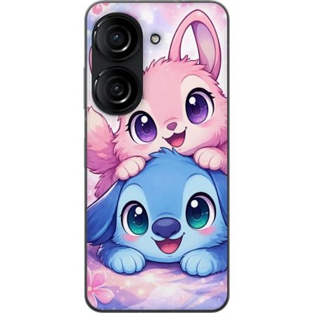 Yhteensopiva Puhelinkuori Asus Asus Zenfone 10 Suloinen kawaii-aiheinen kuvaus vaaleanpunaisilla ja sinisillä fantasieläimillä, suurilla silmillä