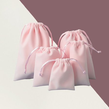 6stk Fløyel Snøring Pose Veske Smykker Emballasje Veske ROSA