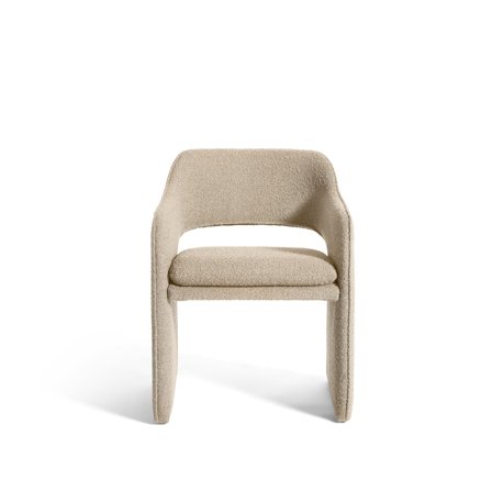 Plush Esszimmerstuhl, Armlehnen | Amiya Bouclé Beige, moderner Polsterstuhl mit weichem Stoffbezug, bequemer Sitzkomfort, Höhe 79cm, Design