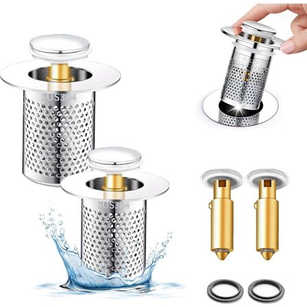 2 stk. (5 cm kort) - vaskepropp - avløpsfilter