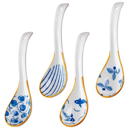 IC 6,3-tommers keramisk kinesisk suppeske, ramen-ske i retromønster