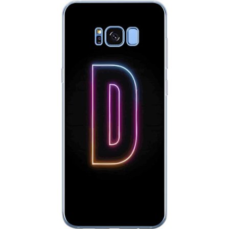 Kompatibel Mobilcover til Samsung Samsung Galaxy S8 Minimalistisk neonbogstav D i farveskiftende lys mod sort baggrund i moderne digital design