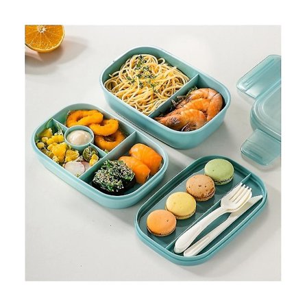 Voksen Stabelbar Bento Lunchboks 3 Lag Lækagesikker Alt-i-én Bentoboks Lunchboks Med Bestik Sauce
