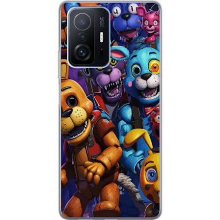 Kompatibelt Mobilskal till Xiaomi 11T Färgstarka animatroniska figurer inspirerade av Five Nights at Freddy’s, intensiv blick, neonljus, skräckkä