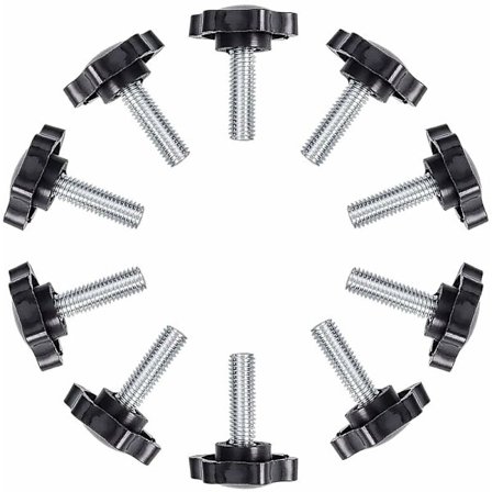 10 stk slitesterke plaststjernehode gjengede riflete tommelskruer jernhåndtak knotter maskinlåsklemme skruer M6x25mm