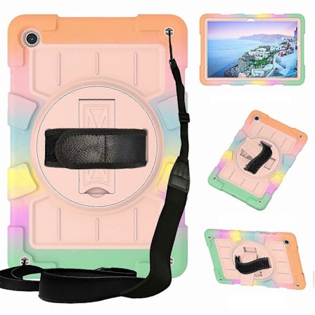 Robust cover med støttefod til Samsung Galaxy Tab A9+ TPU+PC tabletetui med skulderrem