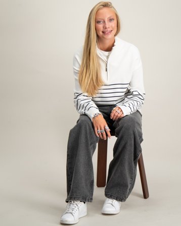 LMTD NLFKACY LS HALF ZIP KNIT Hvit Genser Jente - Kids Brand Store