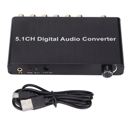 AY77 5.1CH DAC-konverter Audiodekoder Digital optisk koaksial for Toslink til RCA 3,5 mm Jack for Xbox for PS4 for TV