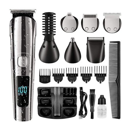 Skjeggtrimmer for menn - hårtrimmer, bart - USB oppladbar - LED-skjerm KLB