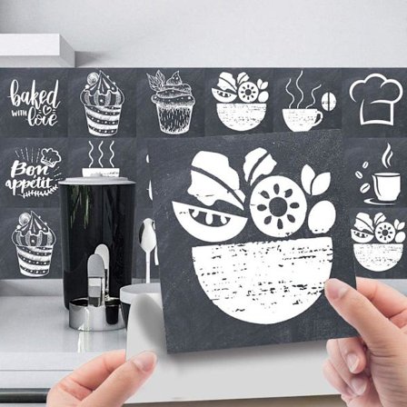 Fliseklistermærker boligindretning selvklæbende vandtætte DIY vægdekorationer 24 stykker (10*10cm)