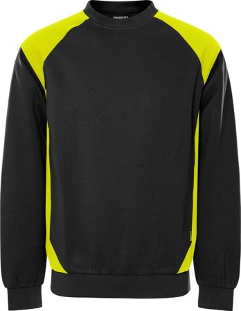 Fristads Herr Green sweatshirt 7148 GSM, Svart/Neongul