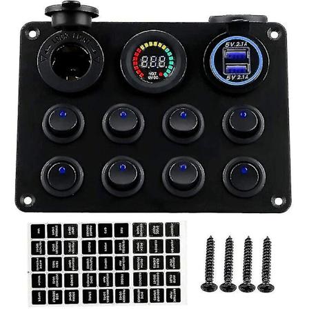 Svingbryterpanel 12-24v Dobbel USB-laderuttak Med LED Voltmeter Svingbryterpanel For Båt Bil