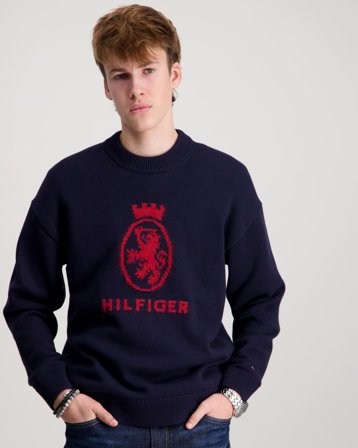 Tommy Hilfiger WOOL CREST CREW NECK SWEATER Blauw Truien Jongens - Kids Brand Store