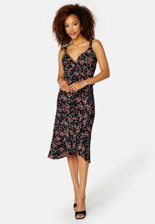 BUBBLEROOM Ruby flounce dress Black / Floral Klær