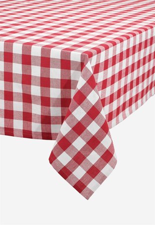 Cellbes of Sweden - Vævet, ternet dug i rød / hvid / ternet i størrelse 140 x 250 cm